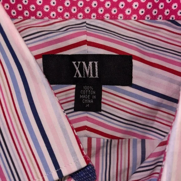 Elegant Striped Men's Shirt with Red and Blue Accents - Picture 2 of 4